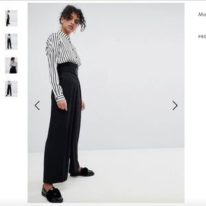 Monki Belt Detail High Waist Tailored Pants in Black